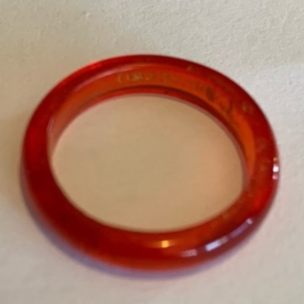 Vintage Red Gold Lucite Ring Size 4.75